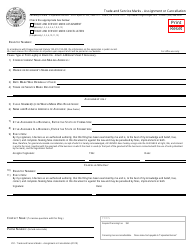 Form 291 &quot;Trade and Service Marks - Assignment or Cancellation&quot; - Oregon