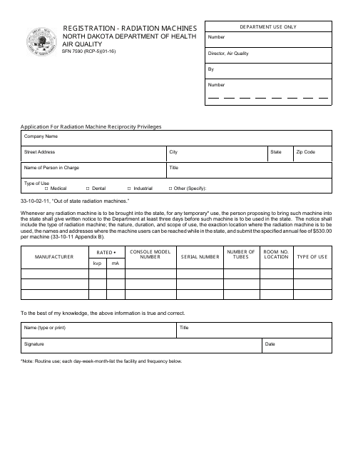 Form SFN7590 (RCP-5)  Printable Pdf