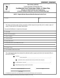 Document preview: Form 11078 Court Review of Request for Confidential Court Transcripts, Audio, or Video Files (Division of Child Protection and Permanency, in-Camera Child(Ren) Interview, Juvenile and Sealed Hearings) - New Jersey
