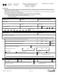 Document preview: Form TBS/SCT330-302 Claim for Disability Insurance Employee's Statement Policy No. 12500-g - Canada