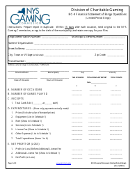 Form BC-9 &quot;Financial Statement of Bingo Operations (Limited Period Bingo)&quot; - New York