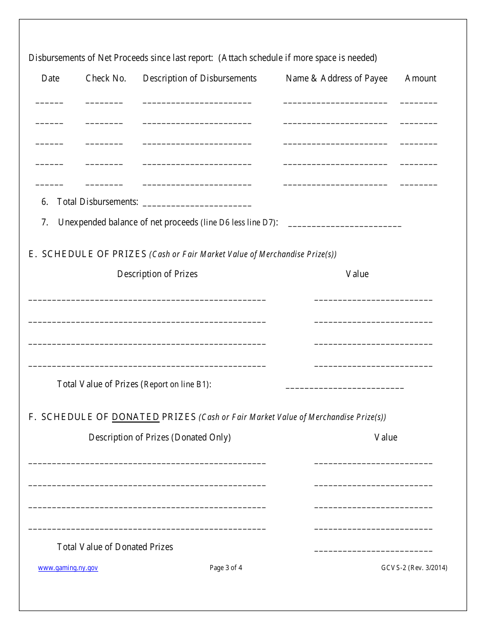 Form GCVS-2 Verified Statement of Raffle Operations With Net Profits Less Than $30,000 - New York, Page 3