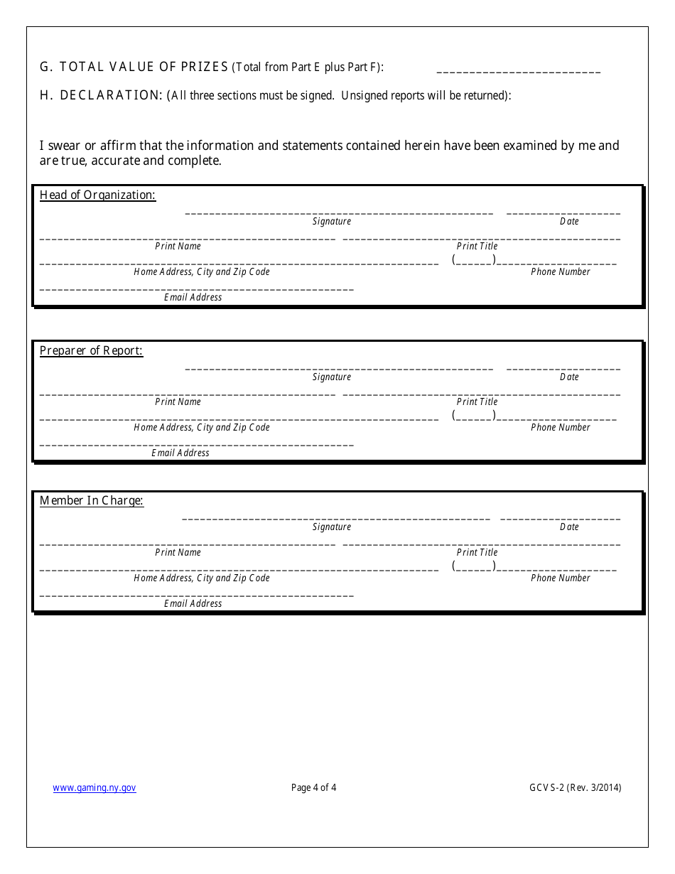 Form GCVS-2 Verified Statement of Raffle Operations With Net Profits Less Than $30,000 - New York, Page 4