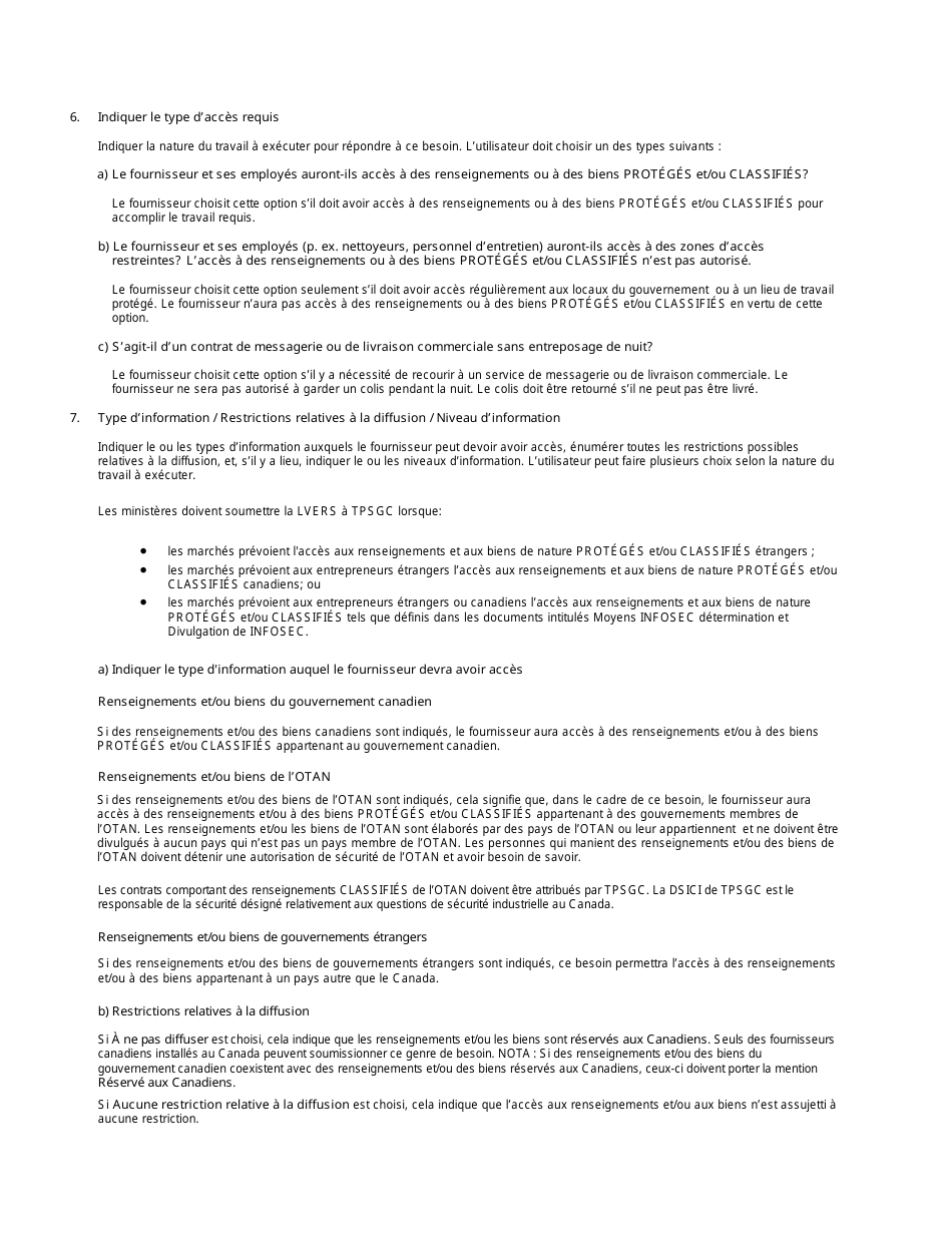 Form TBS / SCT350-103 Security Requirements Check List (Srcl) - Canada (English / French), Page 11