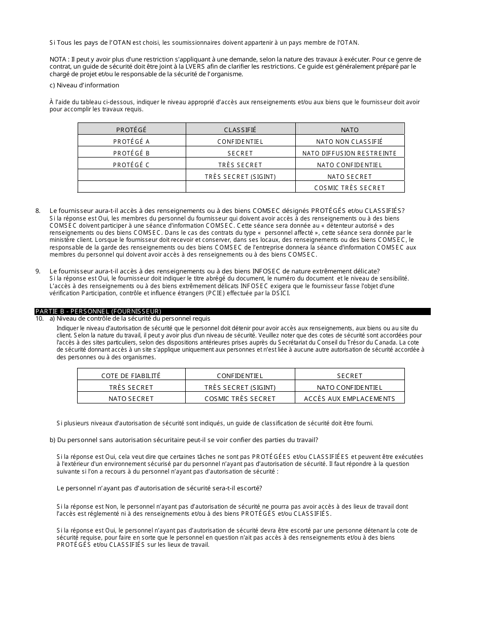 Form TBS / SCT350-103 Security Requirements Check List (Srcl) - Canada (English / French), Page 12