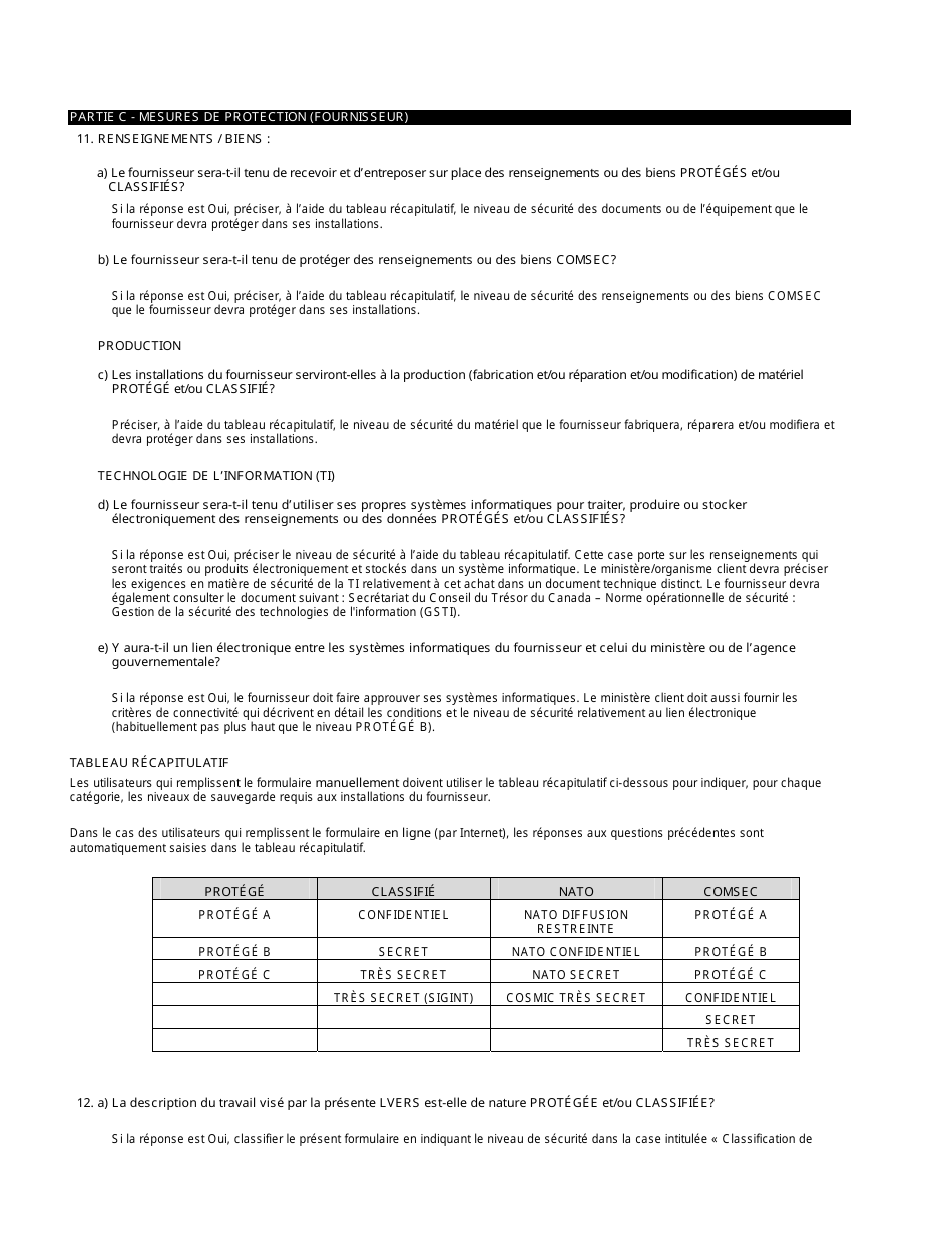 Form TBS / SCT350-103 Security Requirements Check List (Srcl) - Canada (English / French), Page 13