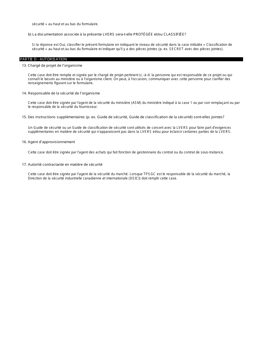 Form TBS / SCT350-103 Security Requirements Check List (Srcl) - Canada (English / French), Page 14