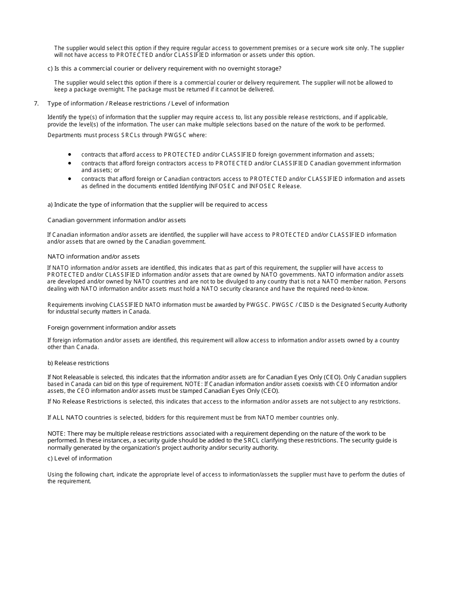 Form TBS / SCT350-103 Security Requirements Check List (Srcl) - Canada (English / French), Page 6