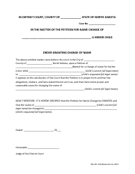 Document preview: Order Granting Change of Name - North Dakota