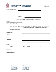 Form II &quot;Notice of Representation (Counsel)&quot; - Canada