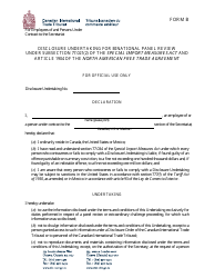 Form B &quot;Binational Panel Review - Disclosure Undertaking for Employees and Persons Under Contract to the Secretariat&quot; - Canada
