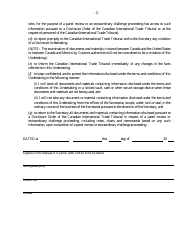 Form B Binational Panel Review - Disclosure Undertaking for Employees and Persons Under Contract to the Secretariat - Canada, Page 2
