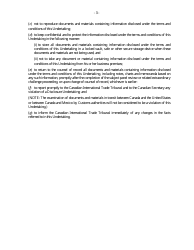 Form F &quot;Binational Panel Review - Disclosure Undertaking for Assistant-Counsel, Professionals, Agents and Employees of Counsel of Record&quot; - Canada, Page 3