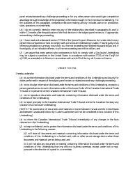 Form G Binational Panel Review - Disclosure Undertaking for Assistant to, Employees of, and Persons Under Contract to Members of Panels and Extraordinary Challenge Committees - Canada, Page 2