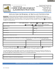 Form DOS-1798 &quot;Application for Renewal of Installer Certification&quot; - New York