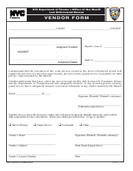 Document preview: Form SH-0529 Vendor Form - New York City