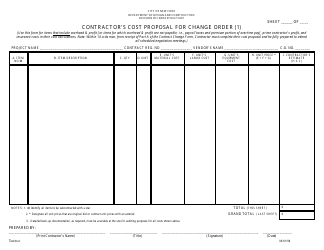 &quot;Contractor's Cost Proposal for Change Order Including Overhead &amp; Profit (Infrastructure)&quot; - New York City