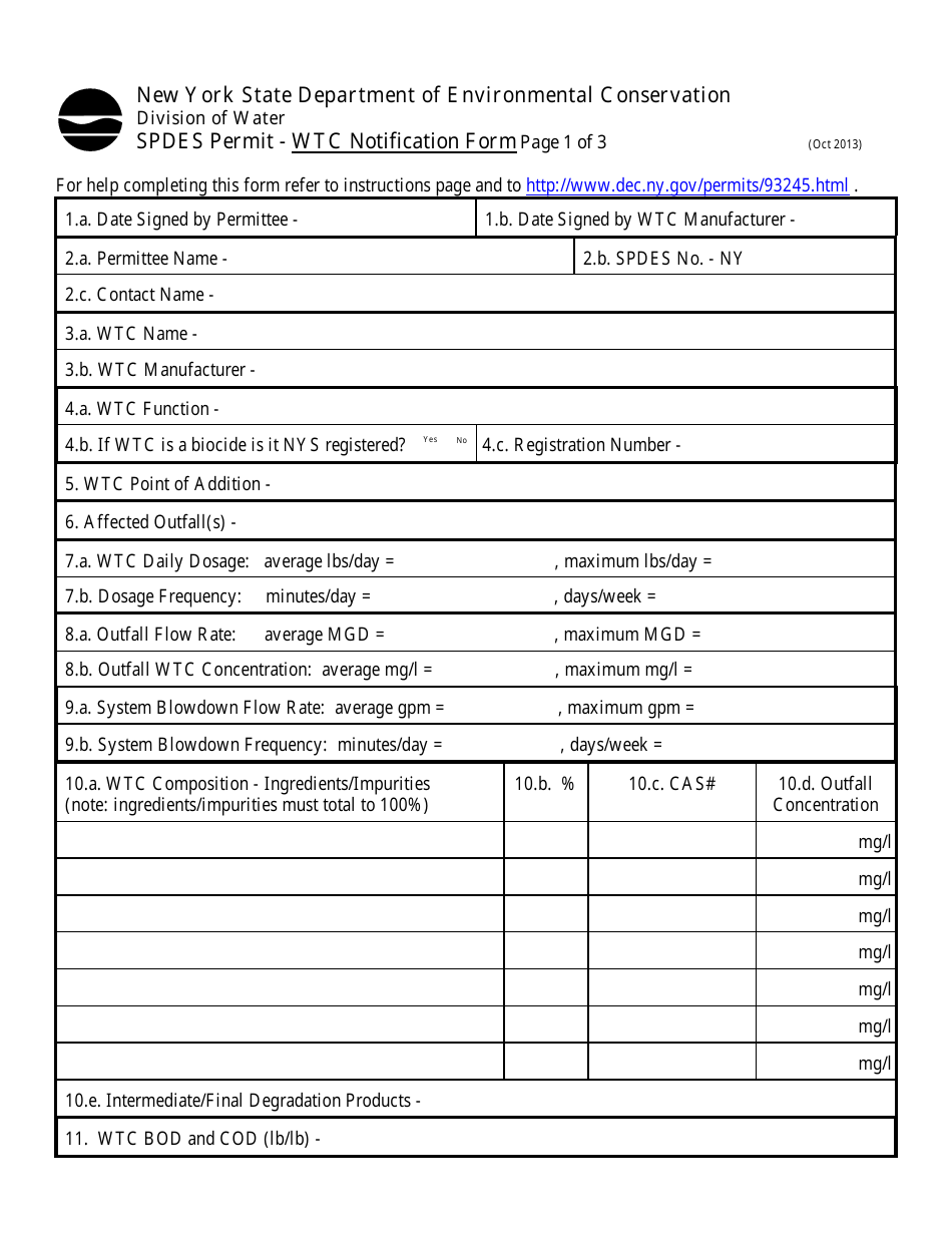 Wtc Notification Form - New York, Page 2