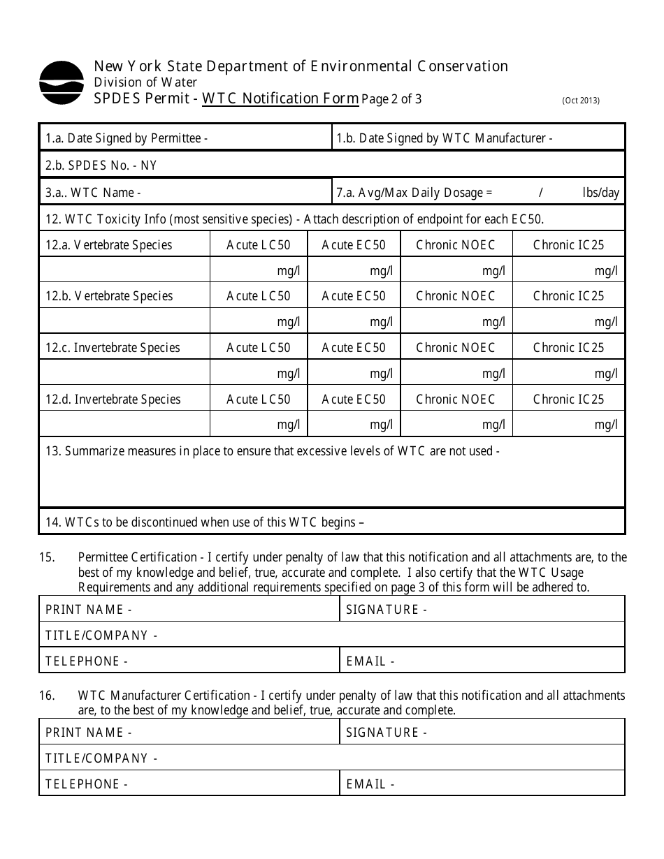 Wtc Notification Form - New York, Page 3
