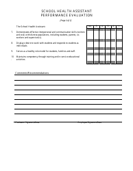 School Health Assistant Performance Evaluation - New Mexico, Page 2