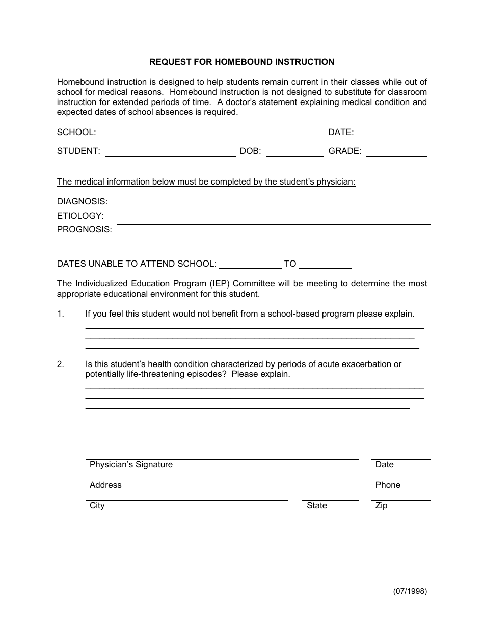 New Mexico Request for Homebound Instruction - Fill Out, Sign Online ...