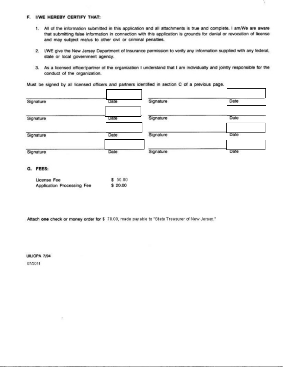 Application for Initial (Resident or Nonresident) Organization (Corporation / Partnership) Public Adjuster License - New Jersey, Page 4