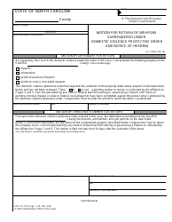 Document preview: Form AOC-CV-319 Motion for Return of Weapons Surrendered Under Domestic Violence Protective Order and Notice of Hearing - North Carolina