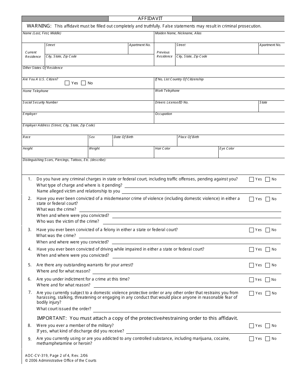 Form AOC-CV-319 Motion for Return of Weapons Surrendered Under Domestic Violence Protective Order and Notice of Hearing - North Carolina, Page 2
