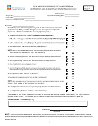 Form A-1102 &quot;Contractors and Subcontractors Payroll Checklist&quot; - New Mexico