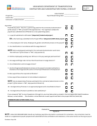 Form A-1102 Contractors and Subcontractors Payroll Checklist - New Mexico