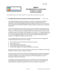 Form A-1244 &quot;Nmdot Civil Rights/EEO Pre-construction Conference Outline&quot; - New Mexico