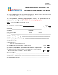 Document preview: Form A-1237 Civil Rights/EEO Pre-construction Report - New Mexico