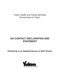 Form YG5653 No-Contact Declaration and Statement - Pertaining to an Adopted Person or Birth Parent - Yukon, Canada