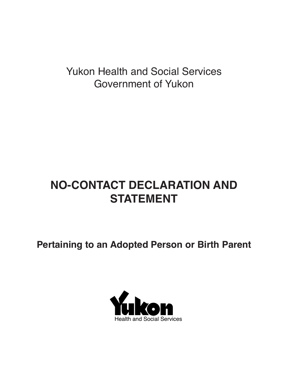Form YG5653 No-Contact Declaration and Statement - Pertaining to an Adopted Person or Birth Parent - Yukon, Canada, Page 1