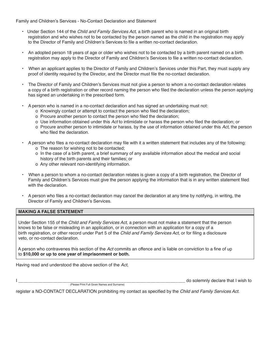 Form YG5653 No-Contact Declaration and Statement - Pertaining to an Adopted Person or Birth Parent - Yukon, Canada, Page 3