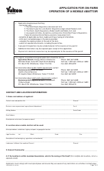 Document preview: Form YG5639 Application for on-Farm Operation of a Mobile Abattoir - Yukon, Canada