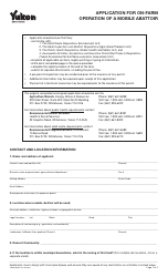 Form YG5639 Application for on-Farm Operation of a Mobile Abattoir - Yukon, Canada