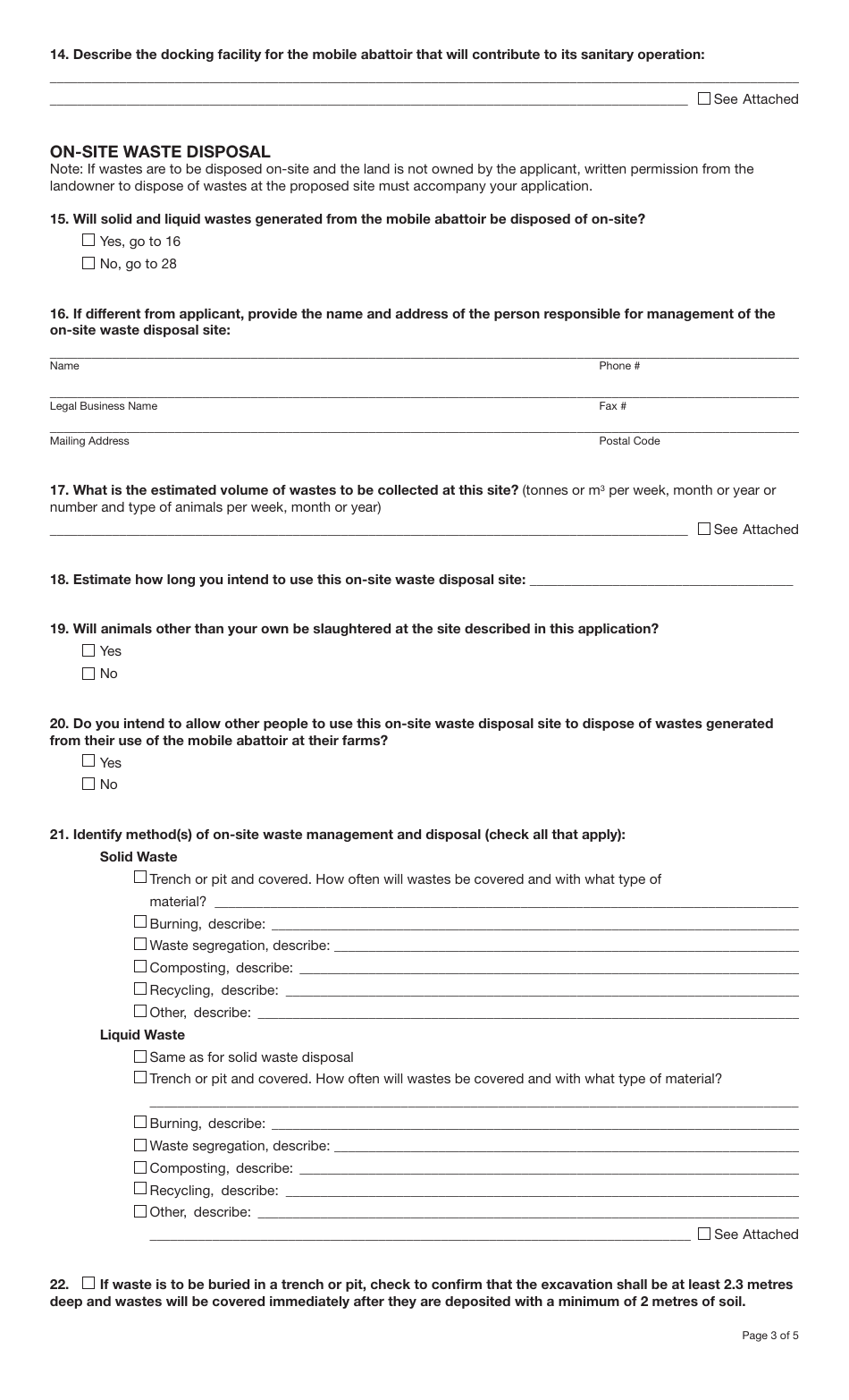 Form YG5639 Application for on-Farm Operation of a Mobile Abattoir - Yukon, Canada, Page 3