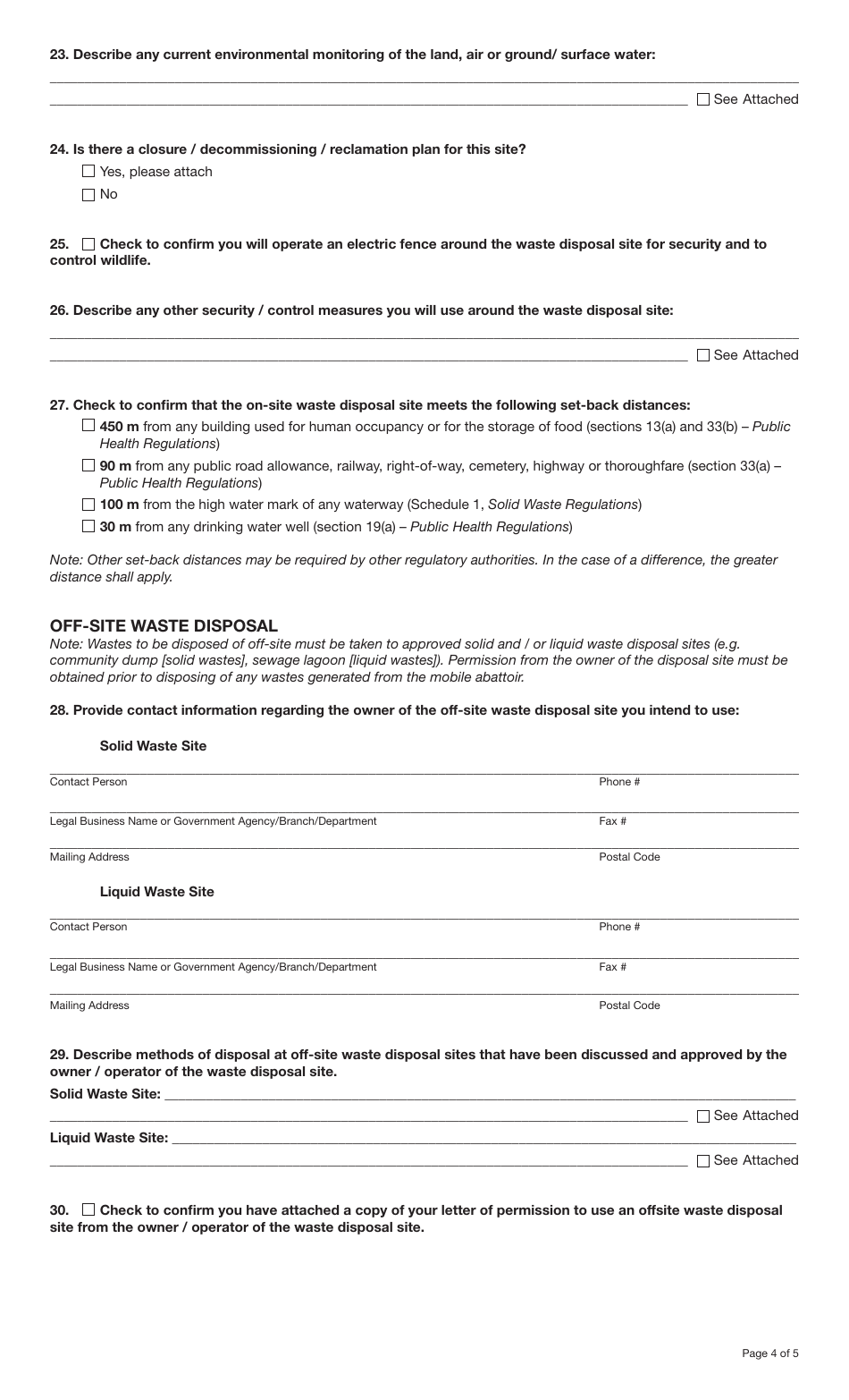 Form YG5639 Application for on-Farm Operation of a Mobile Abattoir - Yukon, Canada, Page 4