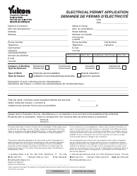 Document preview: Form YG5401 Electrical Permit Application - Yukon, Canada (English/French)
