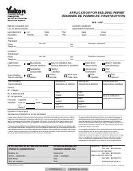 Document preview: Form YG5981 Application for Building Permit - Yukon, Canada (English/French)