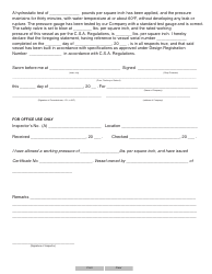 Form YG5399 Affidavit of Manufacturer for Cast Iron Boilers or Pressure Vessels - Yukon, Canada, Page 2