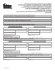 Document preview: Form YG6122 (4) Notice of Change of Address of Corporation - Yukon, Canada