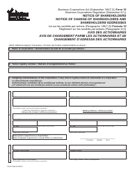 Form 10 (YG6127) Notice of Change of Shareholders and Shareholders&#039; Addresses - Yukon, Canada (English/French)