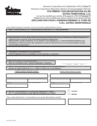 Form 37 (YG6149) Statement for Registration as an Extra-territorial Llc - Yukon, Canada (English/French)