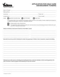 Document preview: Form YG4864 Application for Child Care Enhancement Funding - Yukon, Canada