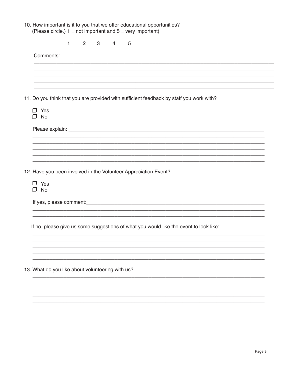Form YG5523 Volunteer Satisfaction Survey - Yukon, Canada, Page 3