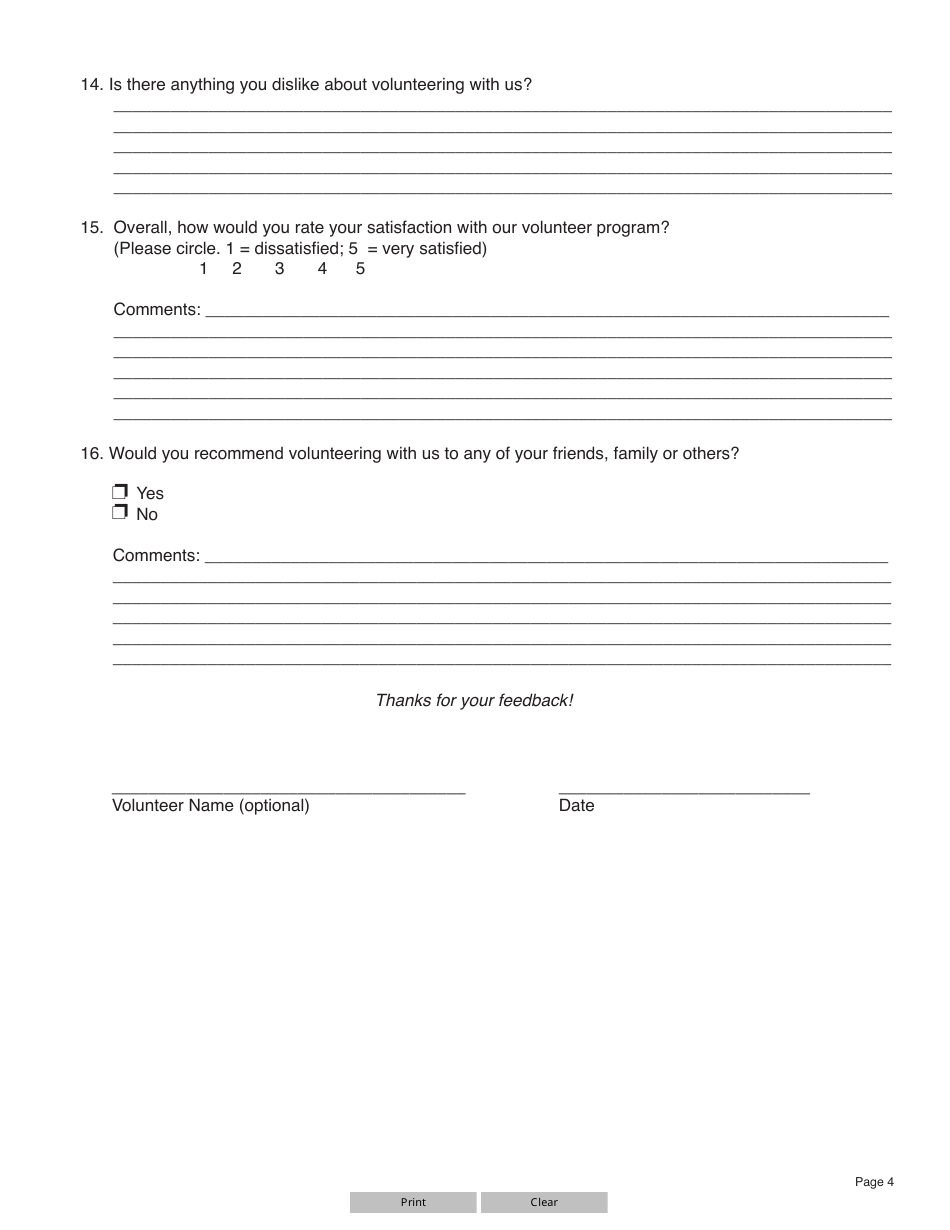 Form YG5523 Download Fillable PDF or Fill Online Volunteer Satisfaction ...