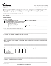 Document preview: Form YG5530 Volunteer Services Volunteer Exit Survey - Yukon, Canada