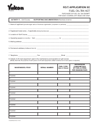 Document preview: Form YG5803 Fuel Oil Tax - Application 5c - Yukon, Canada